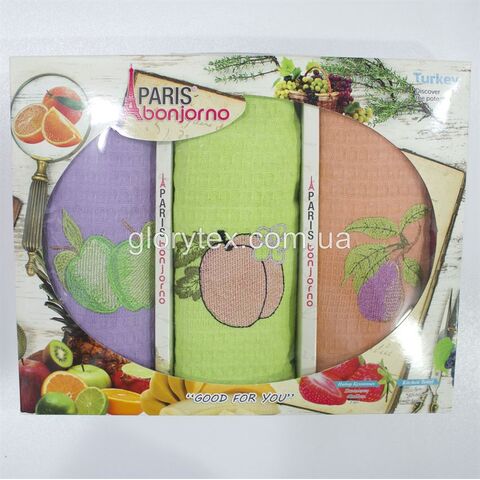Набор кухонных вафельных полотенец 40x60 Paris bonjorno арт.2227